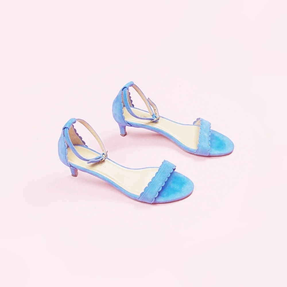 Talbots Pila Scalloped Kitten Heels Suede Leather